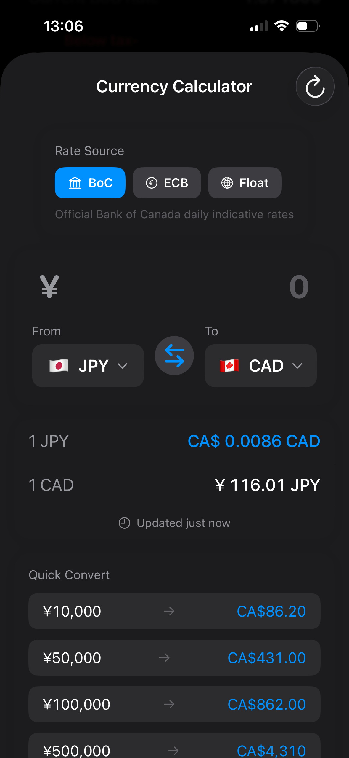 Multi-source currency calculator